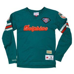 Mitchell & Ness Kids Miami Dolphins Football Throwback Jersey Top S Elbow Patch